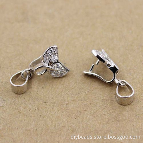 925 sterling silver crystal pendant jewerly clip finding